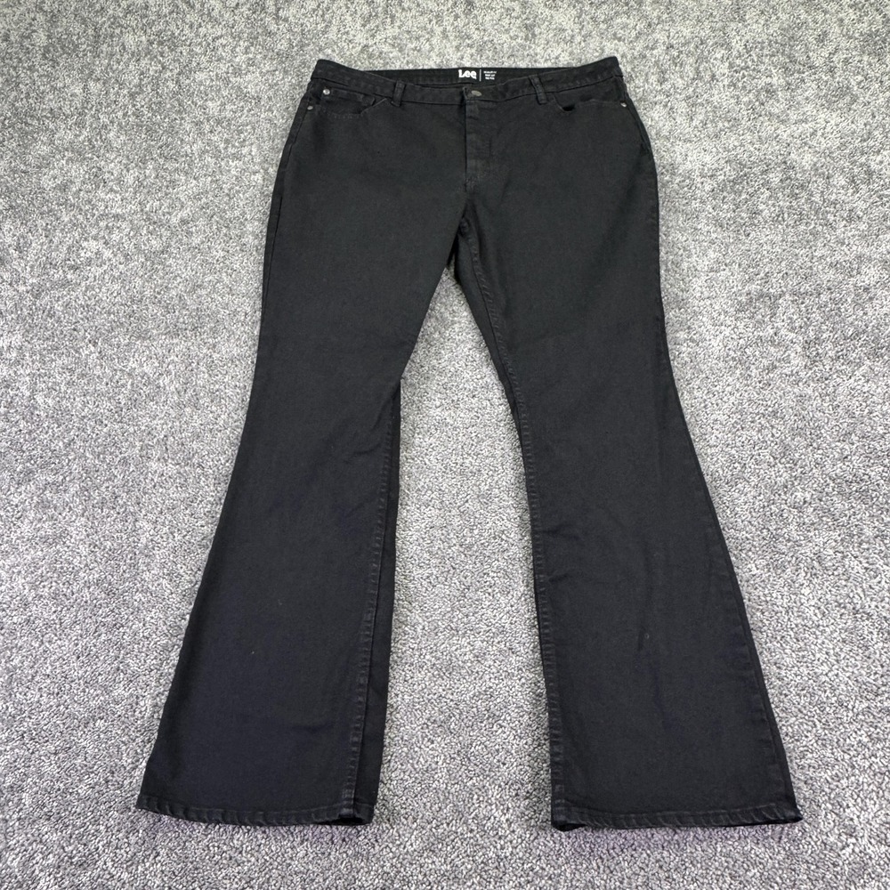 Lee Jeans Womens 20 Black Regular Fit Bootcut Mid Rise Stretch Dark Denim